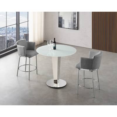 Suzzie Counter 180 Swivel Arm Bar Stool in Gray Linen Fabric