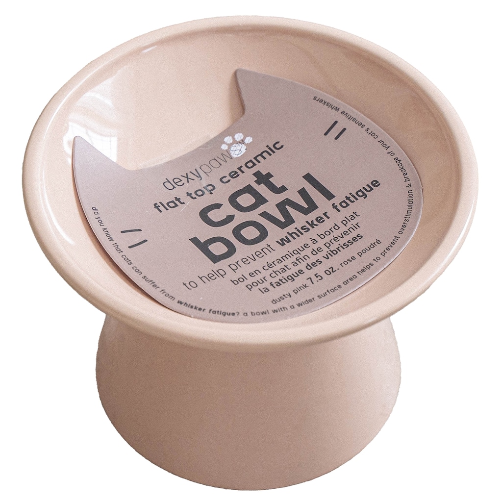 Dexypaws: Flat Top Ceramic Bowl For Cats - Blush Pink - 7.5oz Capacity - Blush Pink