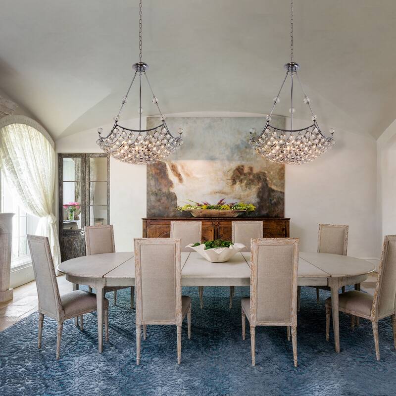 6-Light Glam Cluster Crystal Chandelier For Living Room - Chrome