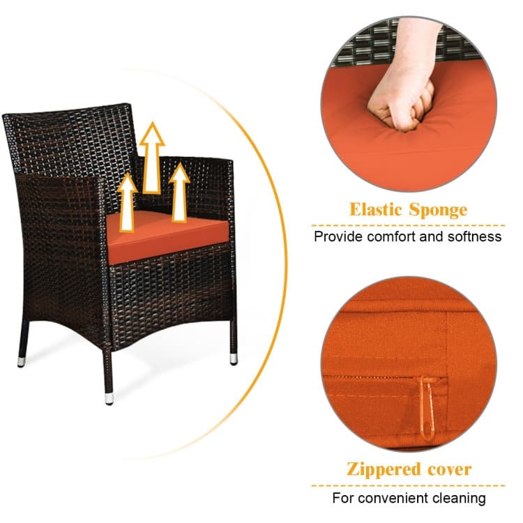 Rattan Patio Conversation Furniture Set with Glass Table and Comfortable Sofa - 4 Pcs