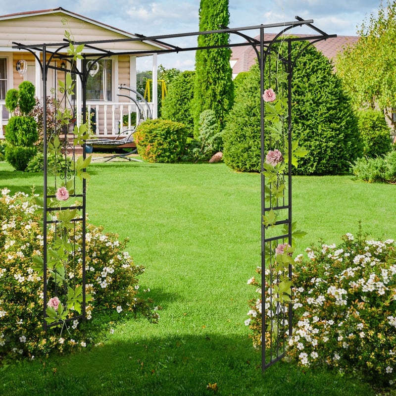 58.3" W x 85" H Iron Garden Arbor