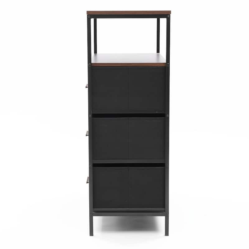 Black and Brown Manufactured Wood 6-Drawer 1-Shelf Accent Chest