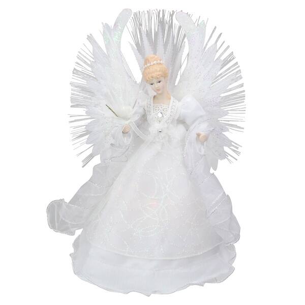 Shop 15 Deluxe White Fiber Optic Floral Angel Christmas Tree Topper Overstock 24307234