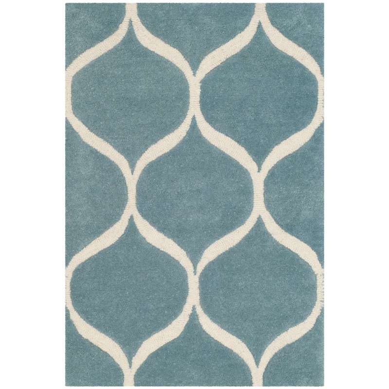 SAFAVIEH Handmade Cambridge Nenka Modern Wool Rug - 2' x 3' - Light Blue/Ivory