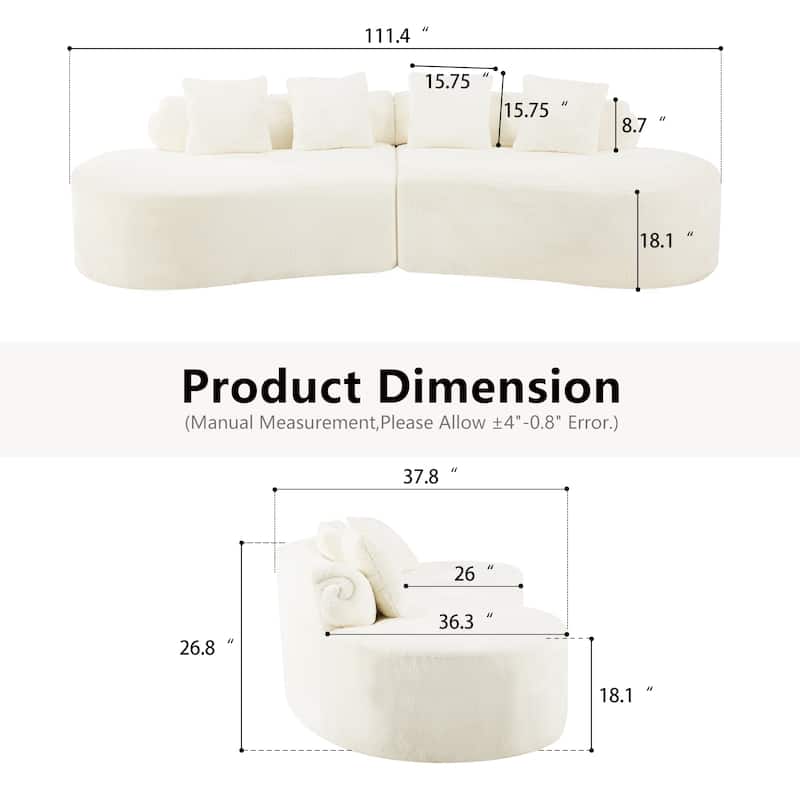 Modern And Simple Curved Flannelette Sofa.Creative Multi-Seater,With A Combination Of Pillows
