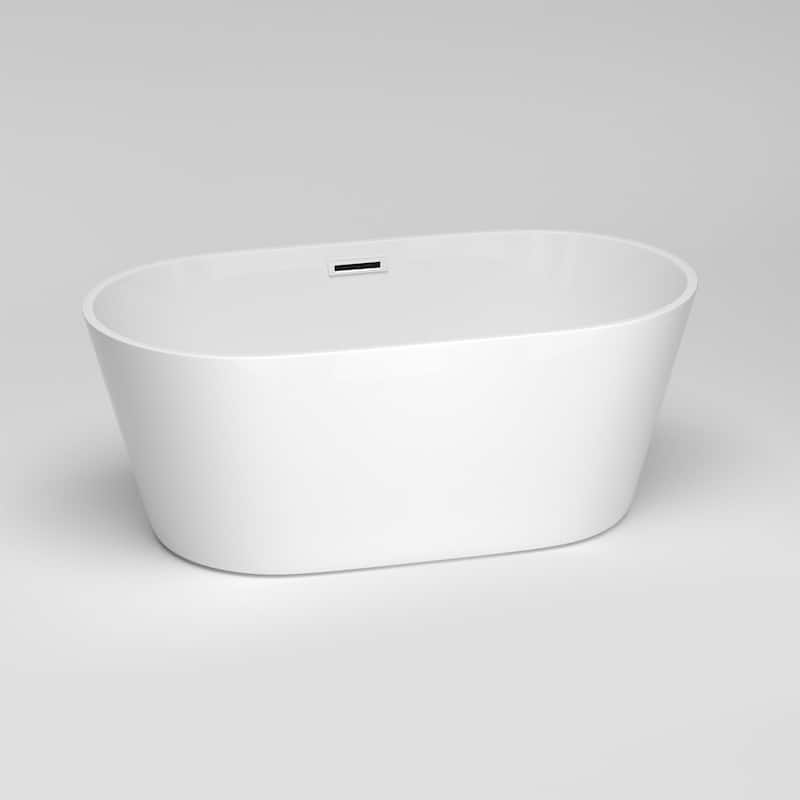 59" x 31" Acrylic Freestanding Soaking Bathtub in White - 59" x 31"