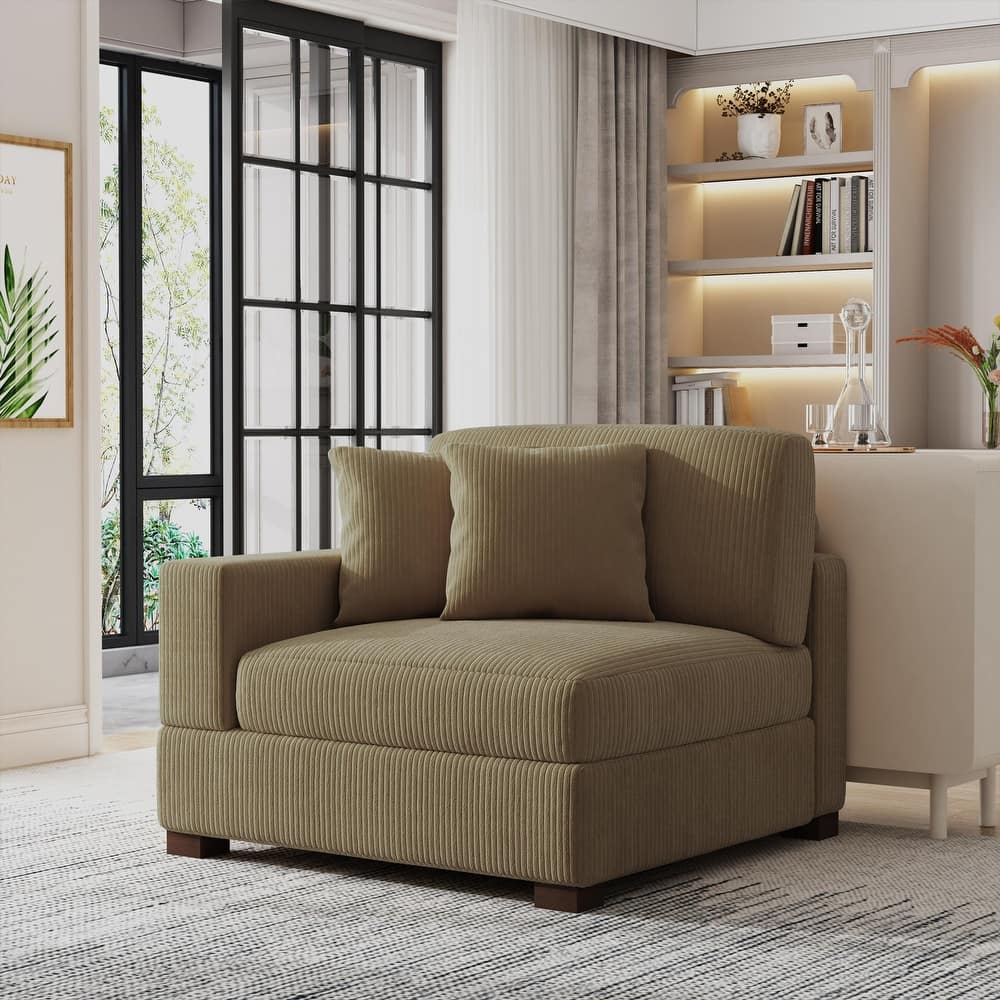 Corduroy Armchair Sofa Corner Chairs With Pillows