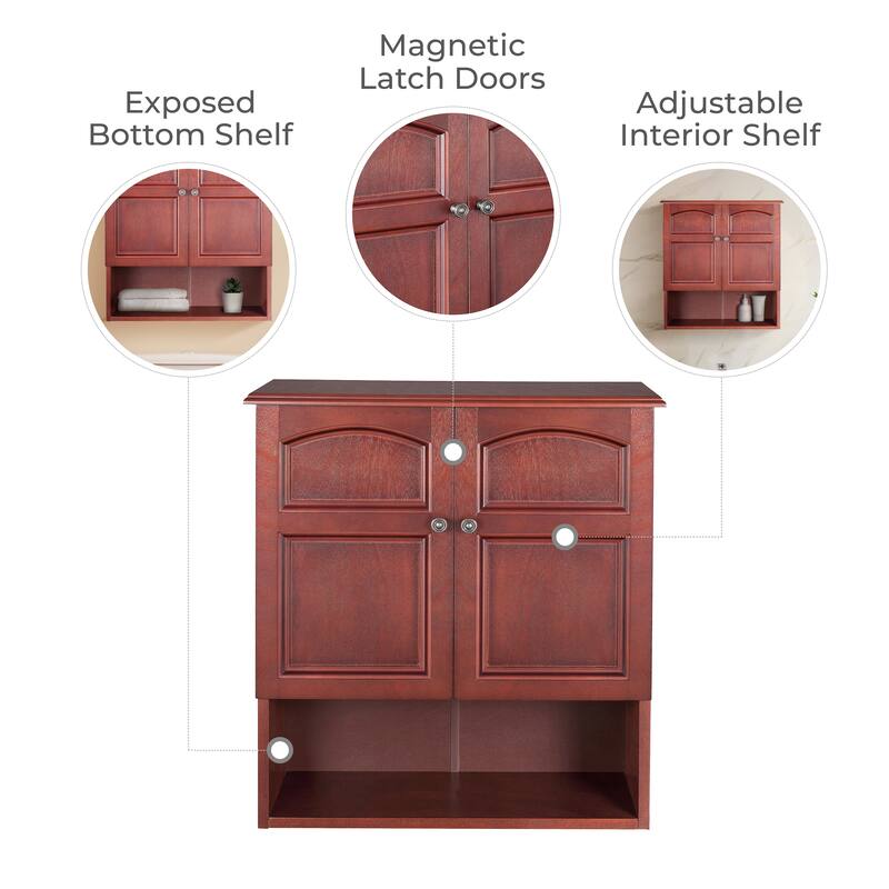 Teamson Home Martha Two-Door Removable Wall Cabinet, Mahogany