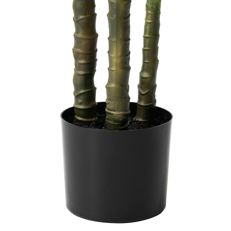 Glitzhome 3ft-6ft Set of 2 Artificial Olive Trees/ Bamboo/ Ficus with Ceramic Planters Real Touch