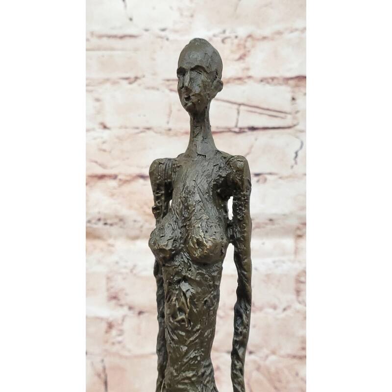 Woman Of Venice After Alberto Giacometti - Bronze Sculpture Statue Stick Figure On Marble Base