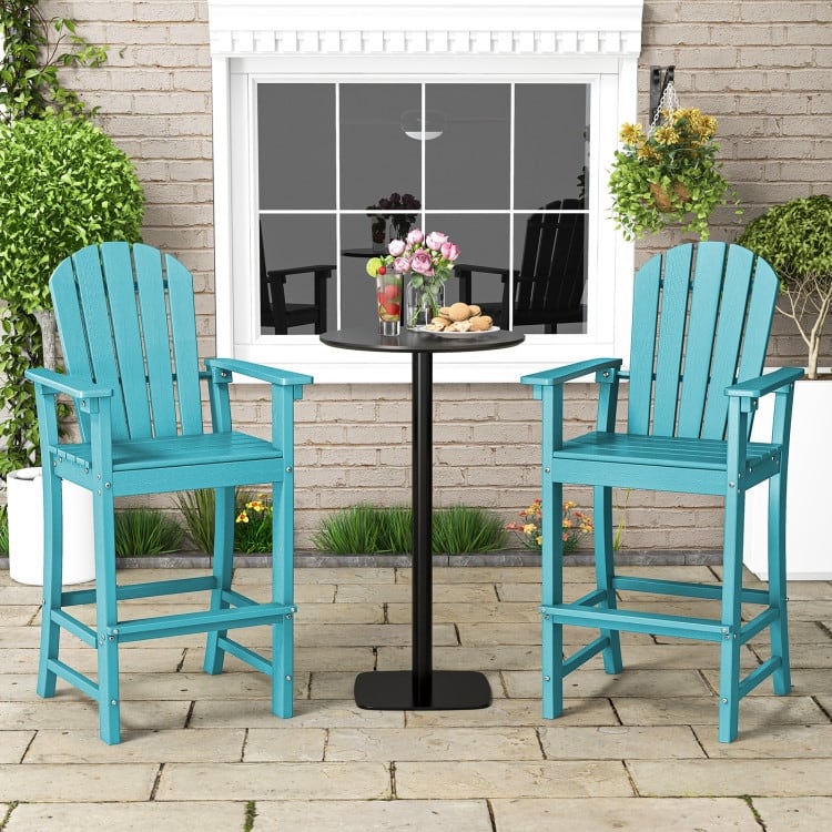 30 Inches Counter Height Outdoor HDPE Bar Stool with Armrests and Footrest - 27" x 23" x 52"