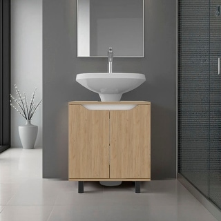 Marlo Under Sink Cabinet with Two Doors and Interior Storage Shelves, Freestanding Bathroom Storage