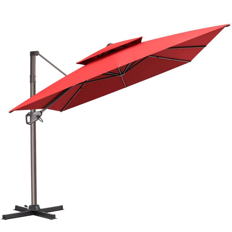 11 × 9 ft Outdoor Patio Cantilever Offset Dual Top Umbrella