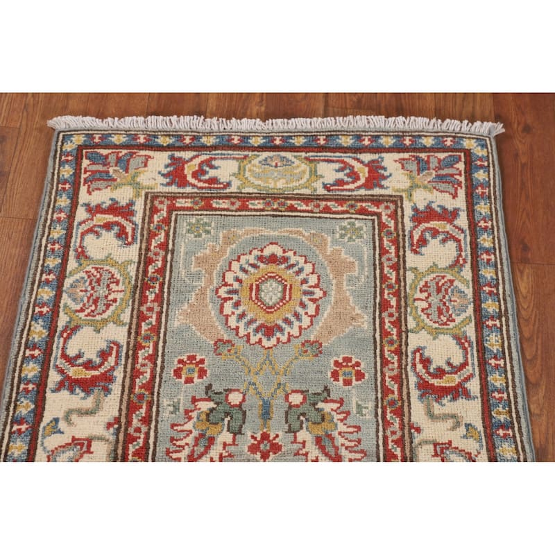 Traditional Kazak Runner Rug Hand-Knotted Wool Carpet - 2'0" x 5'8"
