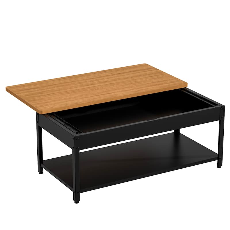 double-layer coffee table with hidden storage compartment and fingerprint lock - Living room dining table