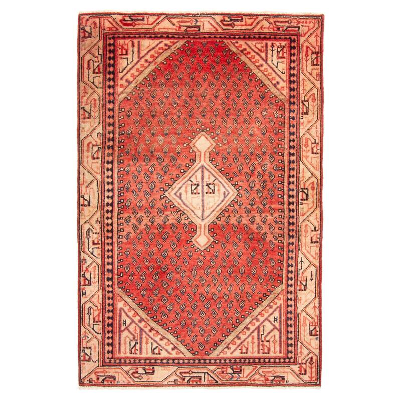 ECARPETGALLERY Hand-knotted Andelz Red Wool Rug - 3'3 x 4'11