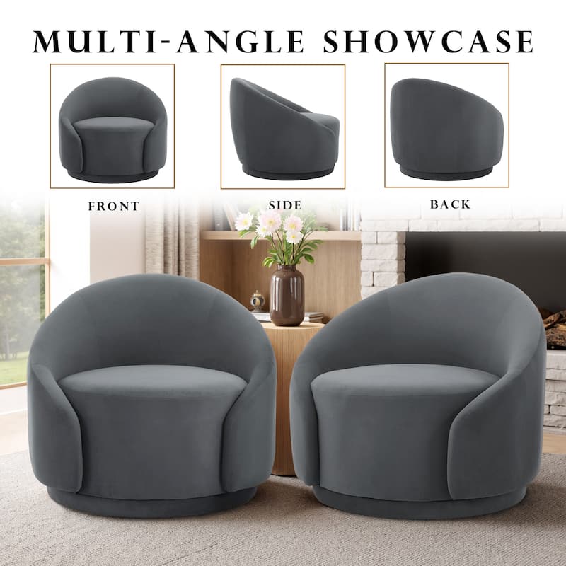 35" Wide Upholstered Swivel Accent Barrel Chairs (Set of 2)