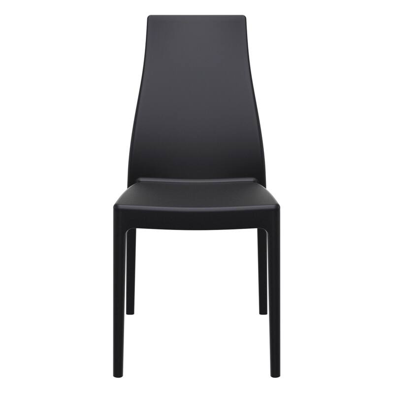 37" Black Outdoor Patio Solid High Back Dining Chair