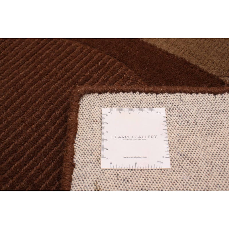 ECARPETGALLERY Hand Tufted Timeless Brown Wool Rug - 5'6 x 7'6