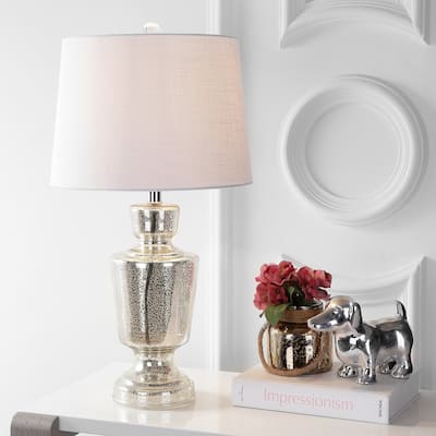 Estelle 26.5" Glass LED Table Lamp, Silver/Ivory by JONATHAN Y