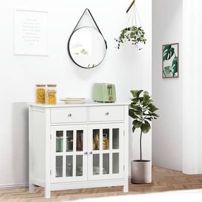 Cabinet with 2 Drawers and Glass Doors