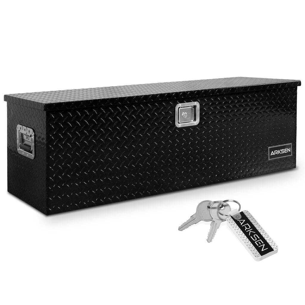 Arksen 49" Aluminum Tool Box Diamond Plate Chest Box, Black