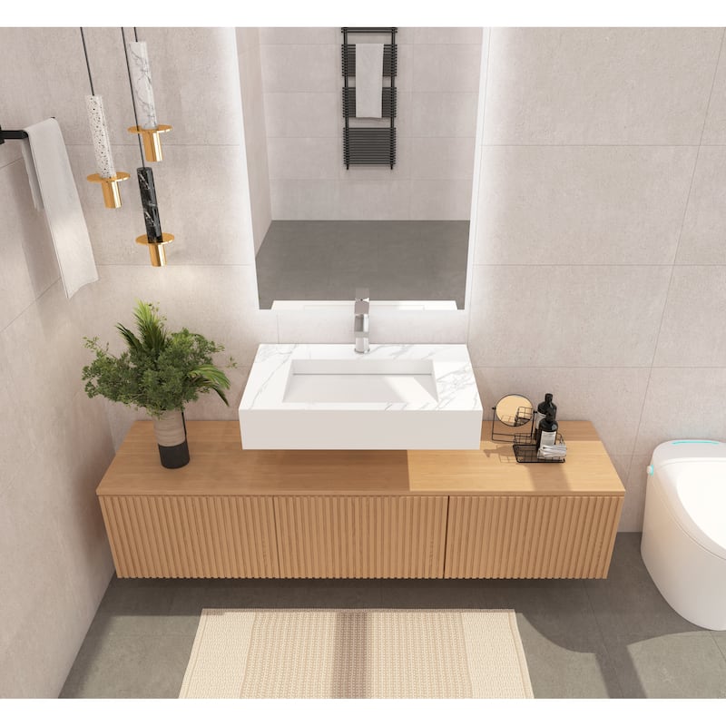 Pyramid Solid Surface Wall-Mounted Bathroom Sink