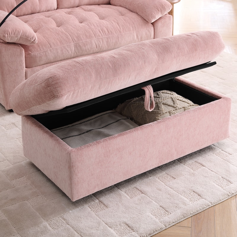 Double Recliner Chair with Adjustable Backrest, Storage Ottoman, USB Port & Phone Stand