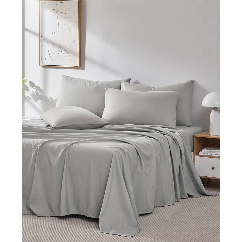 Vilano 6-piece Ultra Soft Extra Deep Pocket Bed Sheet Set - Steel Grey - California King