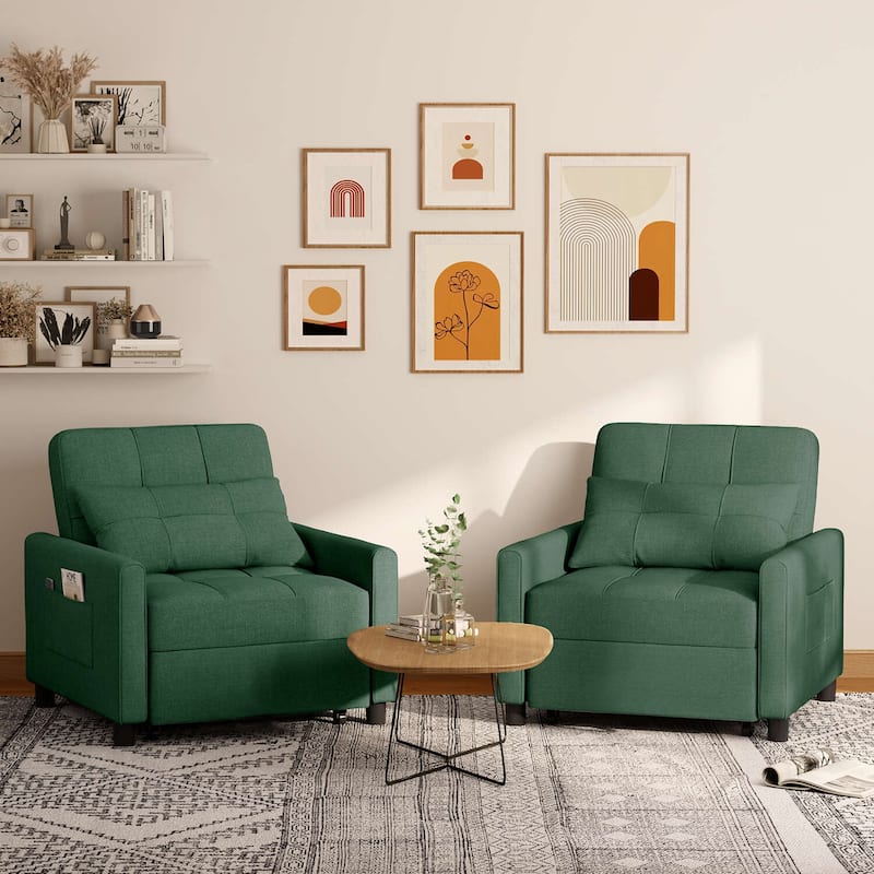 3 in 1 Pull Out Sleeper Sofa Bed, Convertible Modern Adjustable Upholstered Sleeper Chair Sofa