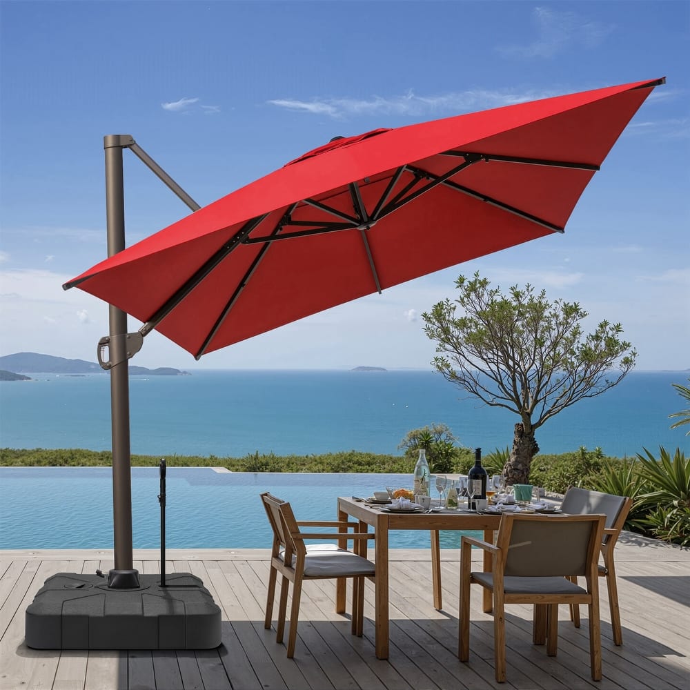 13 ft x 10 ft Luxury Outdoor Aluminum Patio Cantilever Offset Umbrella with Wheeled Base Included