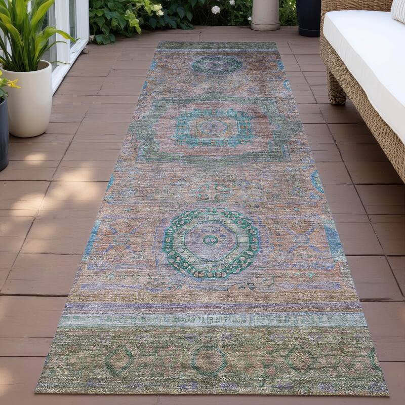 Machine Washable Indoor/Outdoor Traditional Chantille Rug - Copper - 2'3" x 7'6"