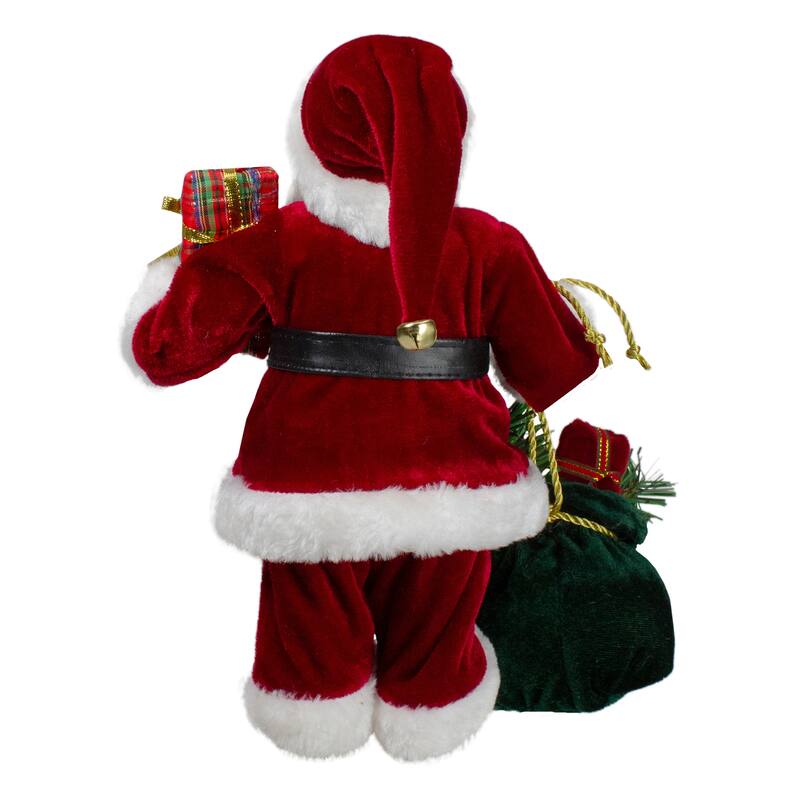 12" Santa Claus Holding Gift Bag and Presents Christmas Figure