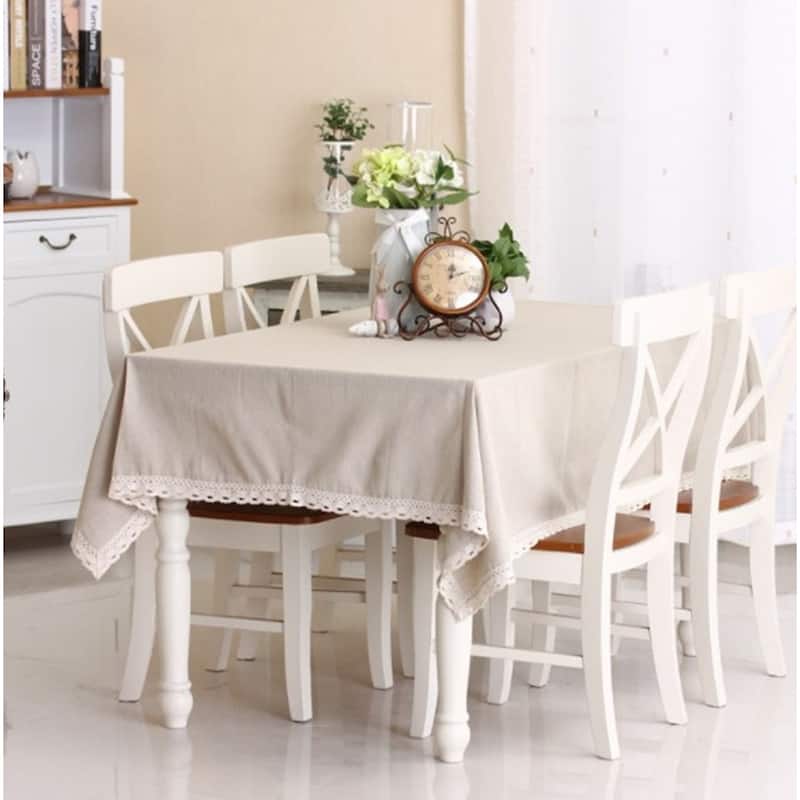 54"x 80" Natural Simple Rectangle 100% Cotton and Linen Tablecloth Decorative Table Top Cover - 54"x 80"