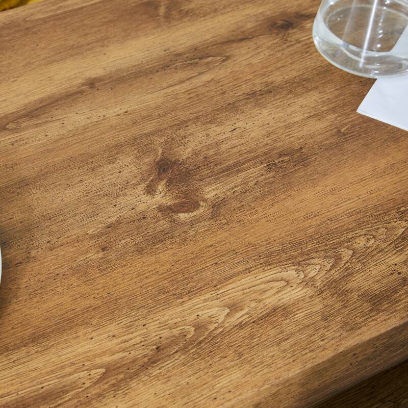 Mid-century Minimalist Rectangular Wooden Coffee Table with Shelf