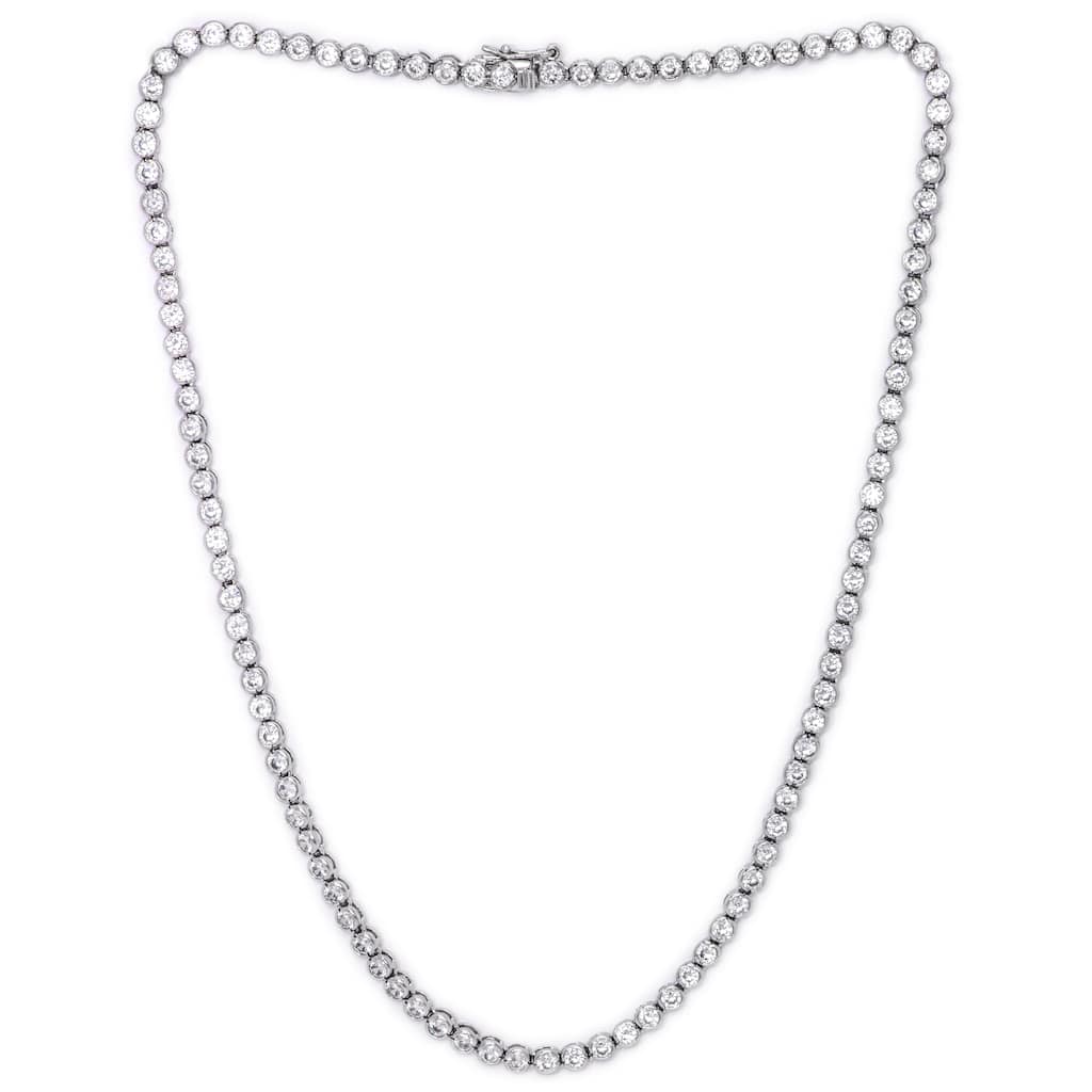 Victoria Townsend Silver Plated Cubic Zirconia Bezel Link Necklace