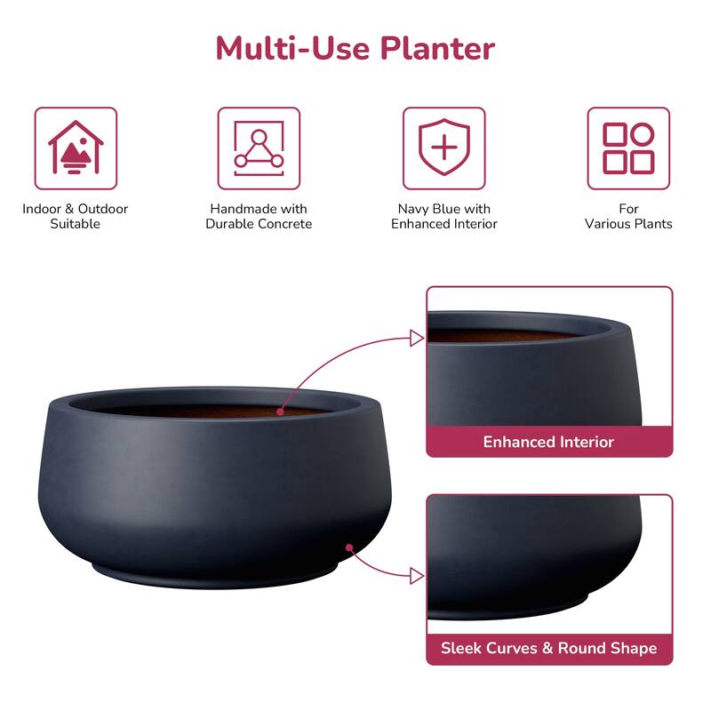 Upgraded Interior Concrete Curvy Round Planter