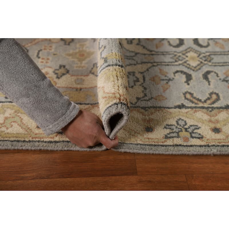 Oushak Indian Runner Rug Handmade Grey Floral Wool Carpet - 2'7"x 9'11"