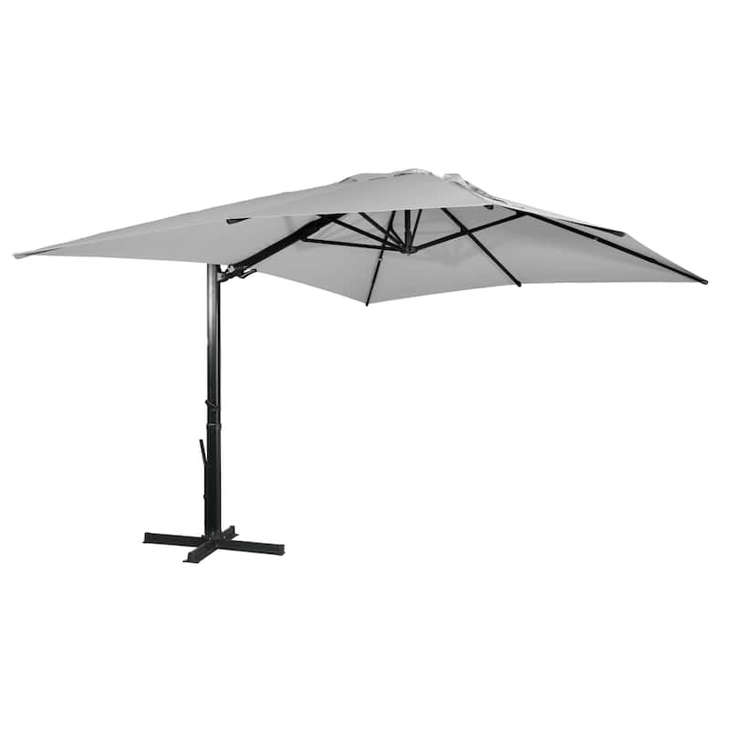 10 x 13ft Patio Rectangular Cantilever Market Umbrella With Stand - Grey