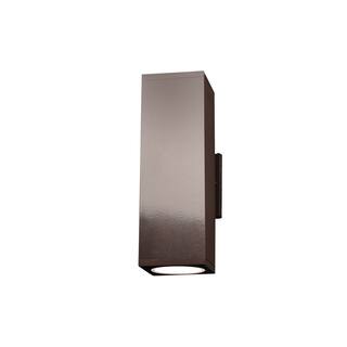 Access Lighting Bayside - LED Outdoor Square Cylinder Wall Fixture - Medium - Bronze Finish - Frosted Glass Diffuser
