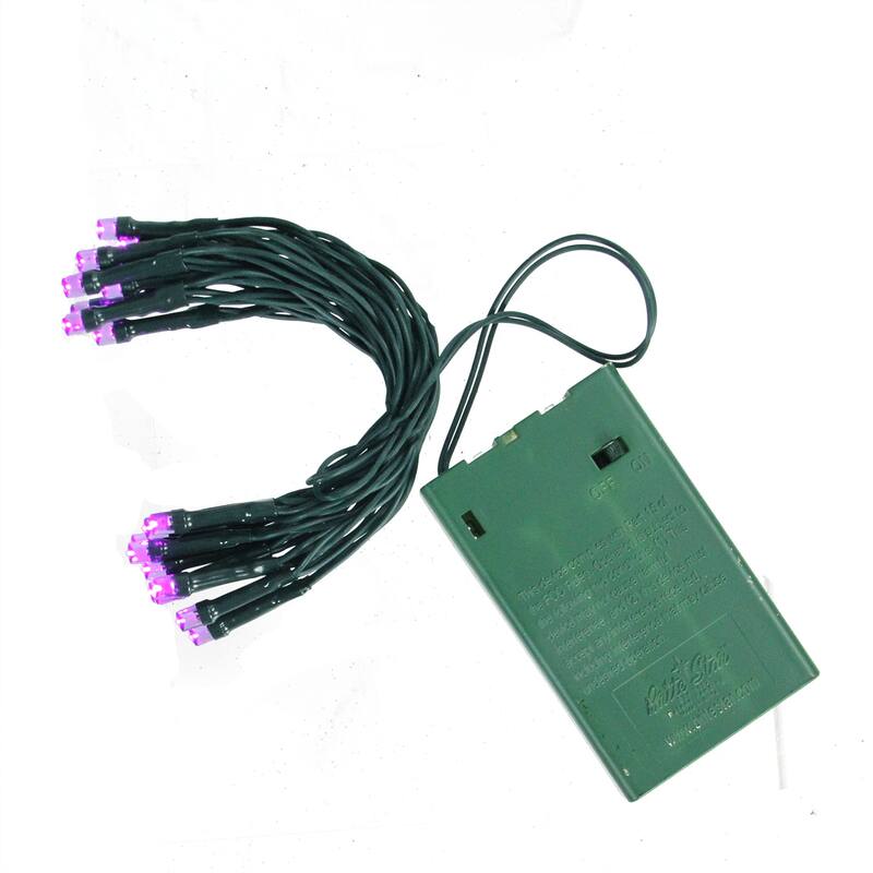 20 Purple LED Wide Angle Mini Christmas Lights - 6.25 ft Green Wire - 6.25'