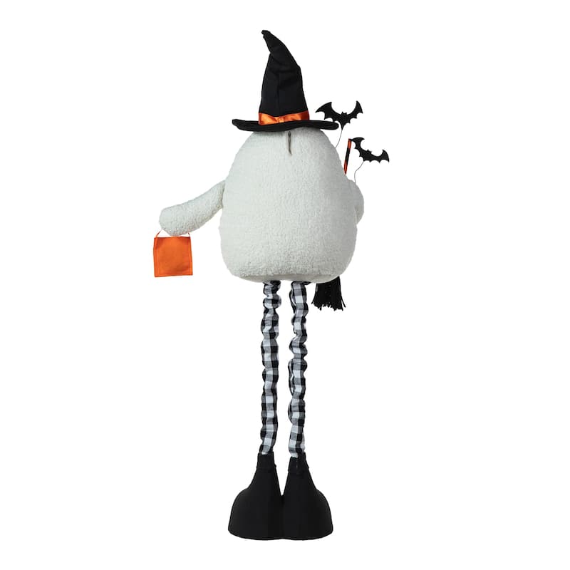 Glitzhome 38"H Lighted Halloween Fabric Standing Ghost Decor w/ Telescoping Legs