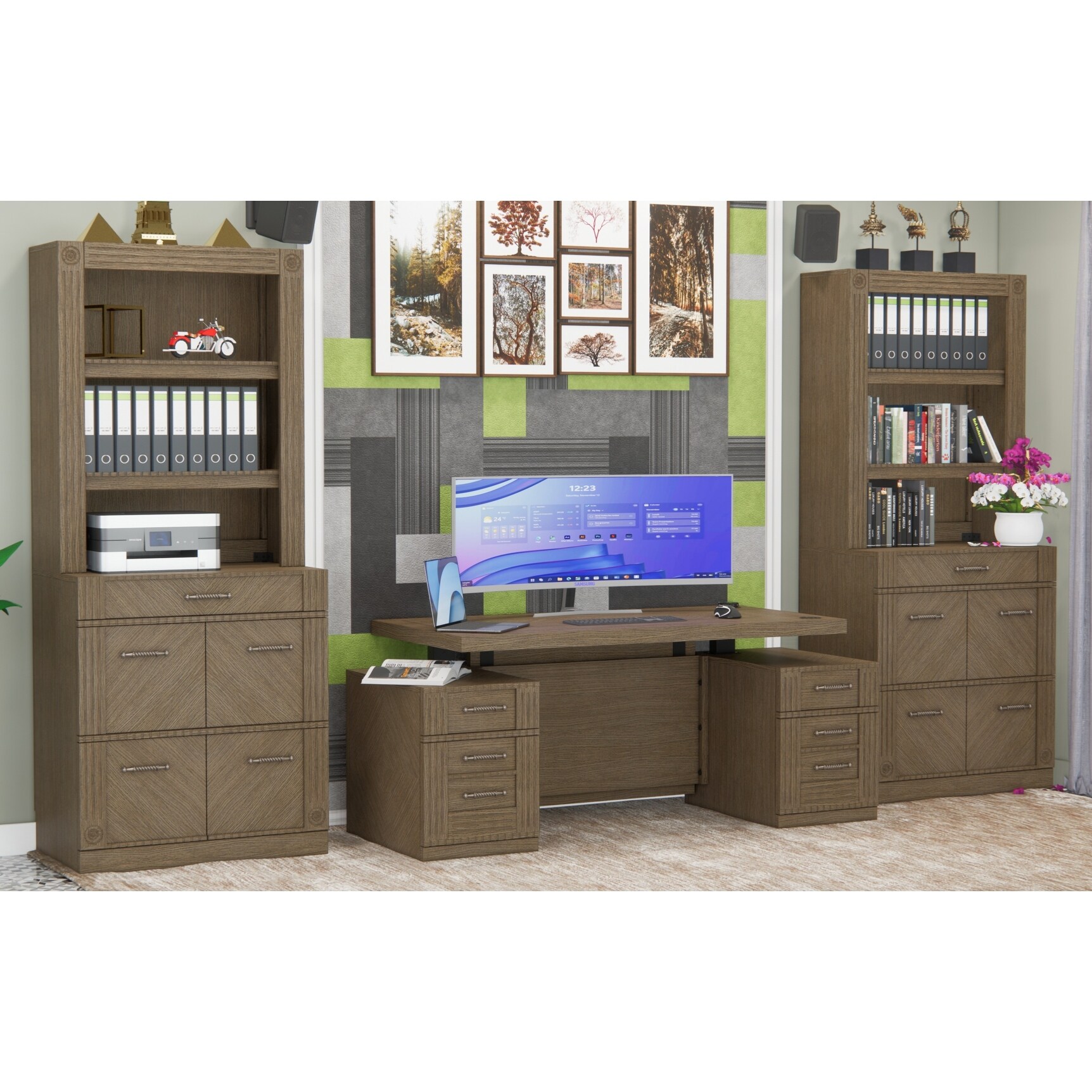 Desk with discount two file drawers