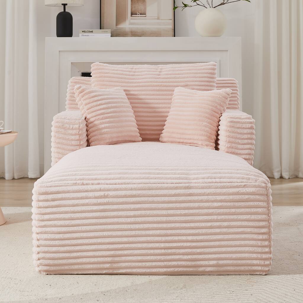 Indoor Single Chaise Sofa, Modern Corduroy Upholstery, No Assembly Required, Comfy Sleeper for Living Room, Office