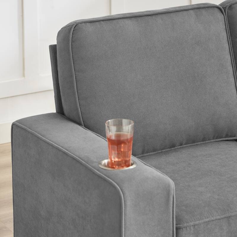 Anmytek 3-Seater Modern Snowfleece Fabric Sofa - Vacuum Compressed Couch