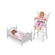 preview thumbnail 4 of 4, Badger Basket English Country Doll High Chair and Bed Set with Chevron Bedding and Free Personalization Kit - White/Pink