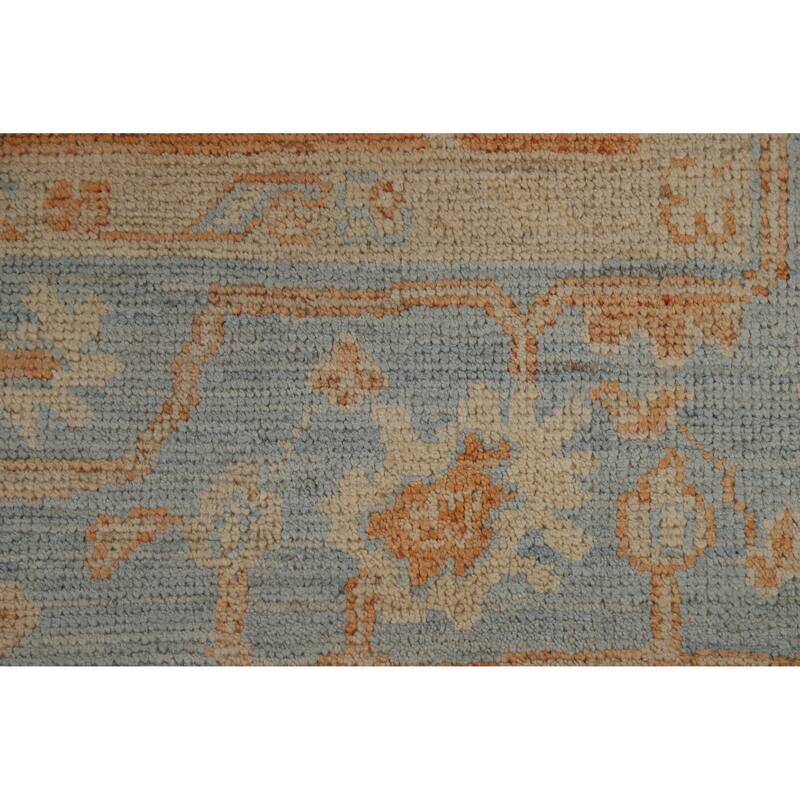 Orange Vegetable Dye Floral Oushak Turkish Rug Handmade Wool Carpet - 5'8"x 9'0"