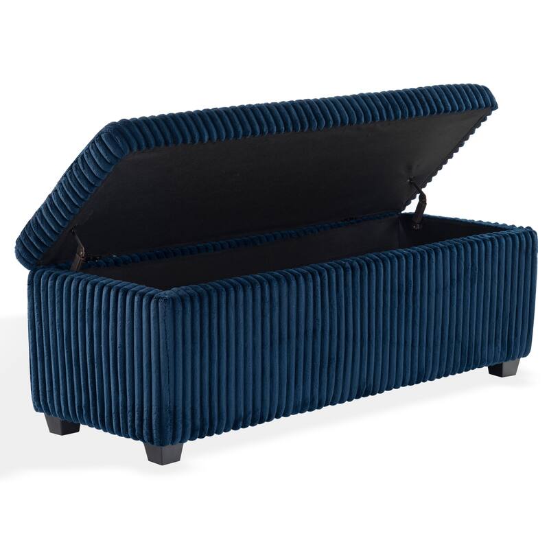 SAFAVIEH Couture Lynzie Plush Corduroy Storage Bench - 55"W x 21"D x 19"H