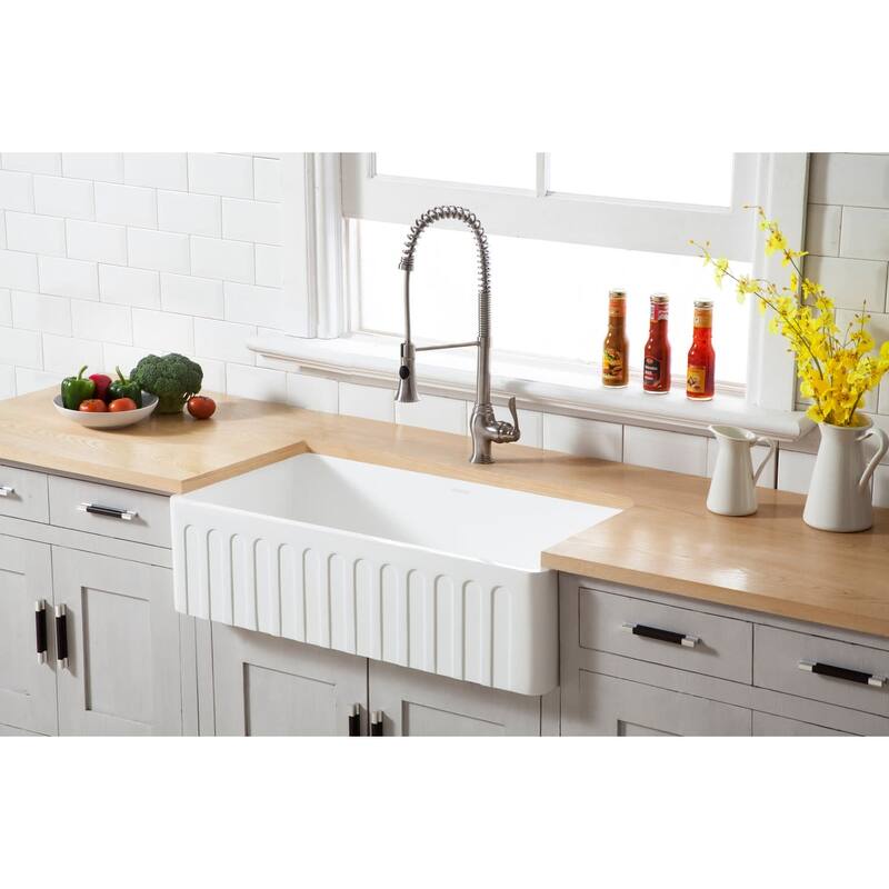 Kingston Brass Arcticstone 36" Farmhouse Single Basin Stone Composite