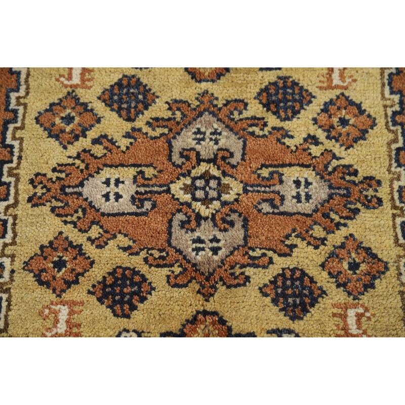 Geometric Navy Blue Viss Indian Area Rug Handmade Wool Carpet - 5'10" x 8'10"